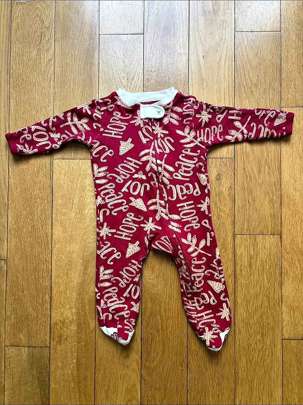 Burt's Bees Baby Peace Hope Joy Holiday Organic Cotton Footed Sleeper